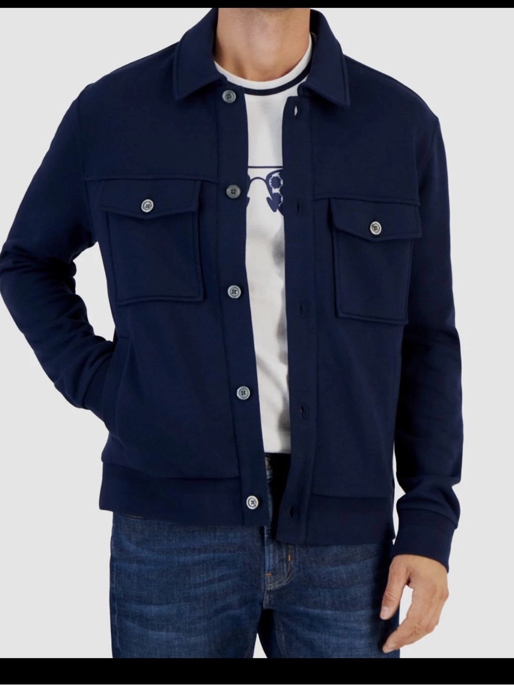 Michael Kors Men's Navy Button-Front Shirt Jacket